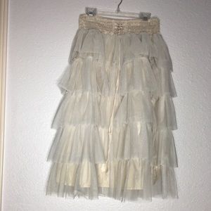 Cream ruffled skirt